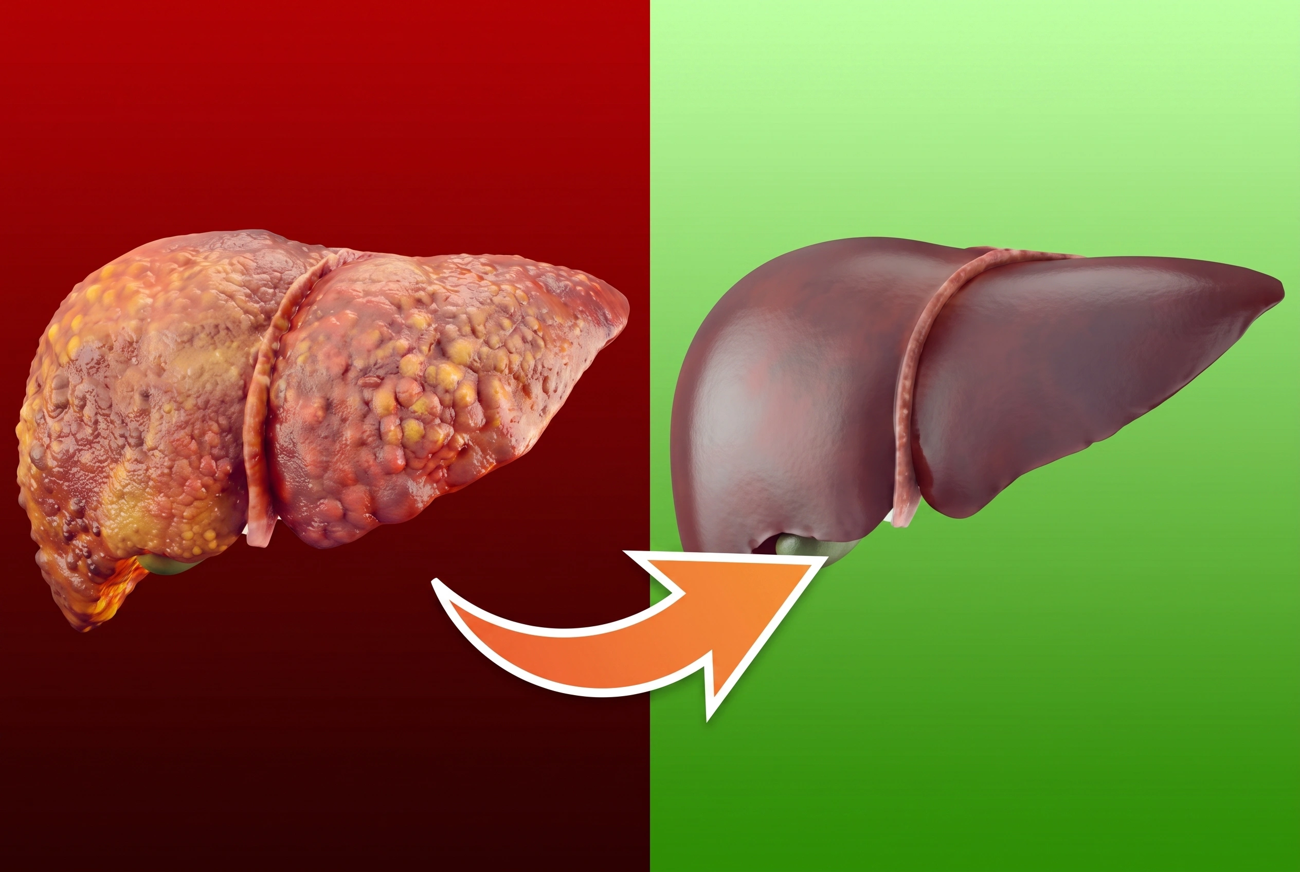 Diseased liver vs healthy liver